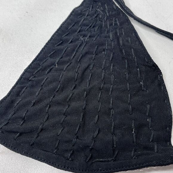 Hot & Delicious Rhinestone Black  Triangle Halter Bikini Top Women’s Size M NWT - Picture 9 of 12